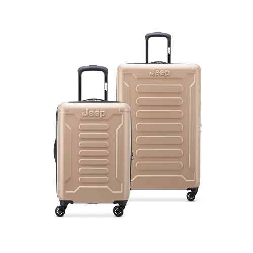 

Jeep JH004C Hardside Expandable Luggage with Spinner Wheels, Beige, 2 Piece Set 20/28 Inch