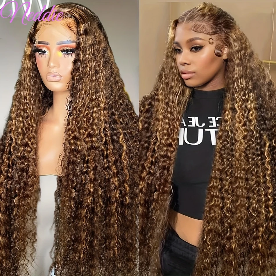 

Highlight Wig Human Hair Curly Wigs 13X4 13X6 Hd Lace Frontal Wig Colored Brazilian 4/27 Deep Wave Lace Front Wigs For Women