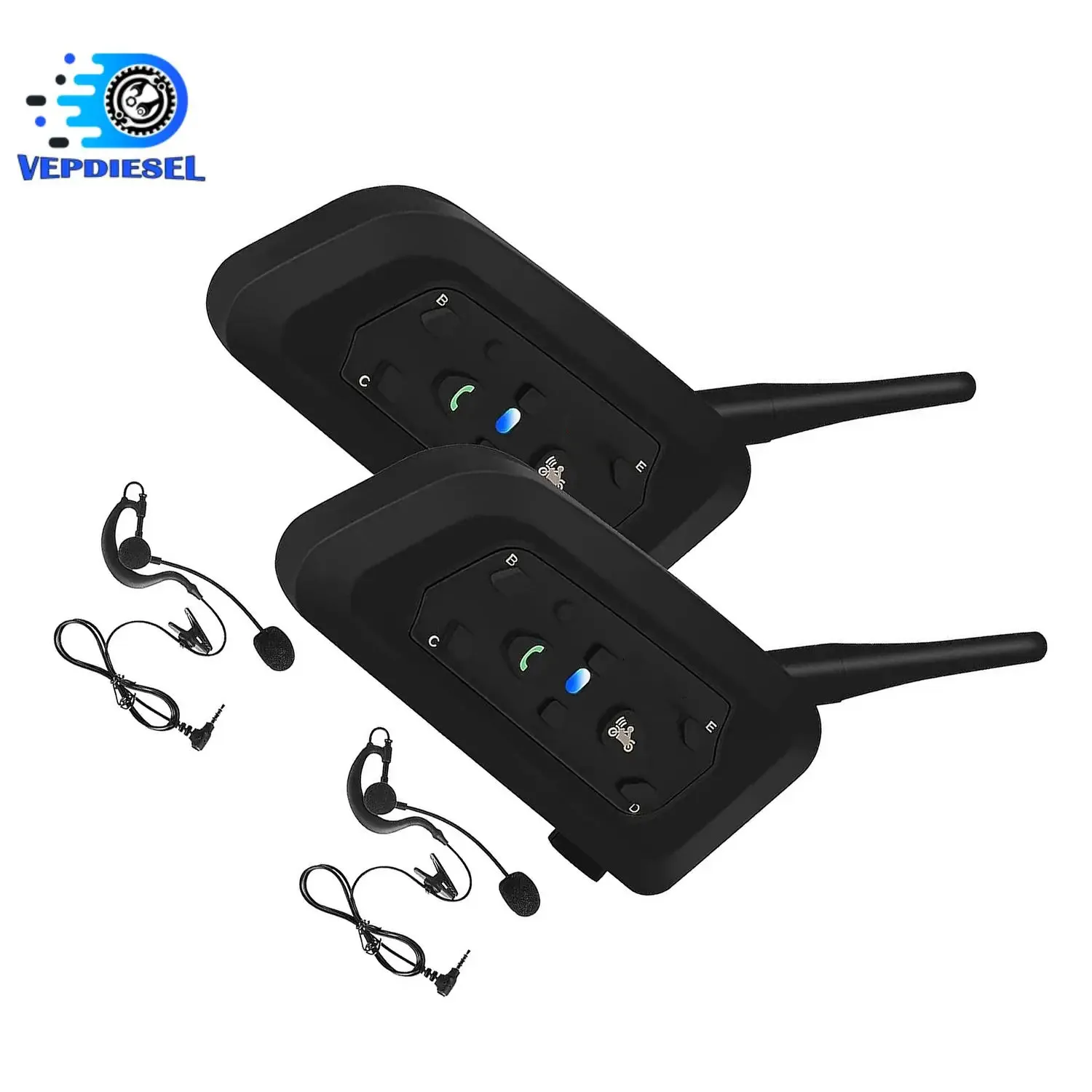 

2pcs Full Duplex Sccocer Bluetooth Referee Intercom Headset Earpiece for 2 User Car Replacement Accessories