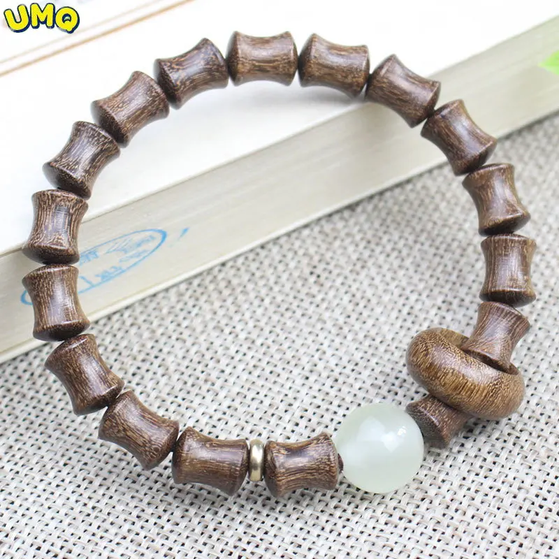 Golden Silk Sandalwood Bracelets Bamboo Knots Running Rings Wooden Ornaments Male and Female Lovers' Bracelets Broadcast Amulet