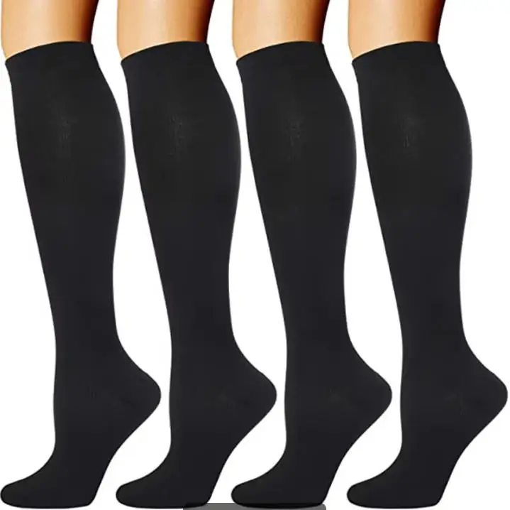 Men Women Compression Socks Soft Knit Stretch Stay-Up Sports Stockings 1Pairs Swelling Relief Running Socks