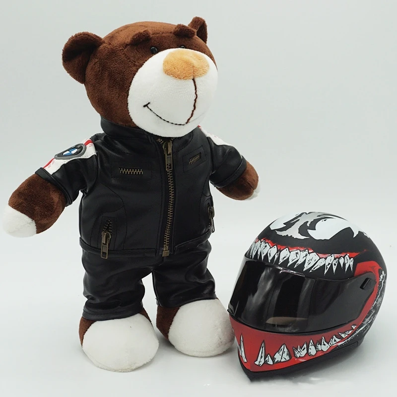 Kawaii helmet and teddy bear motorcycle decorations cute anime filled soft plush toys as gifts for friends during holidays