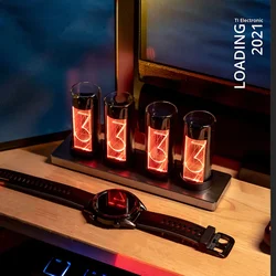 Cyfrowy zegar Nixie Glow Tube Metal Wood RGB Zegar stołowy LED Cichy Luksusowy Elektroniczny Zegar Biurkowy Vintage Cyfrowy Zegarek Prezent