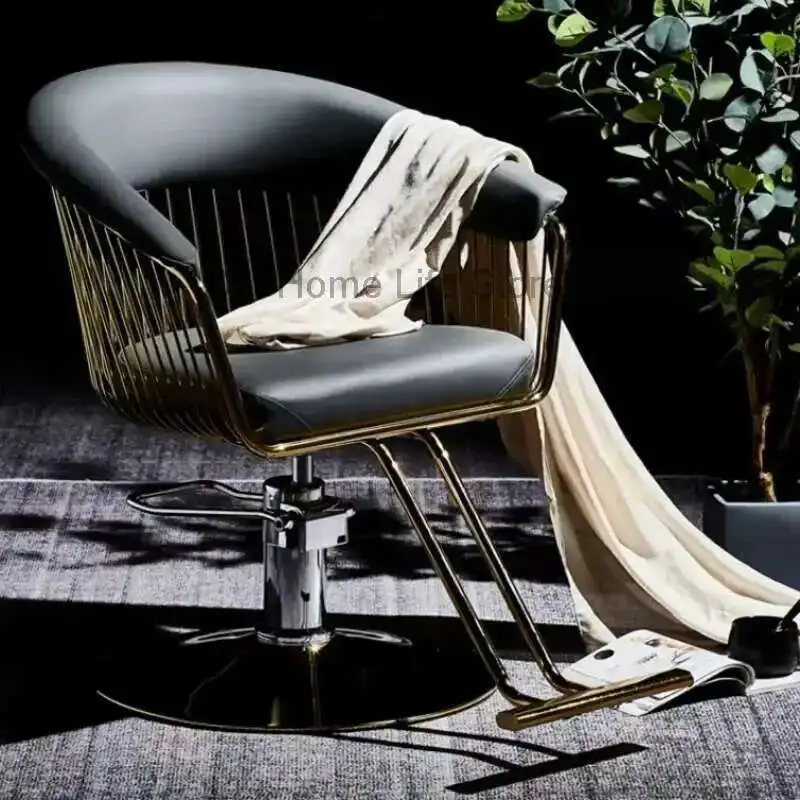 

Barber Shop Salon Chairs Hair Stylist Hairdressing Products Barbers Barbershop Gold Chair Black Heavy Duty Adjustable Cut