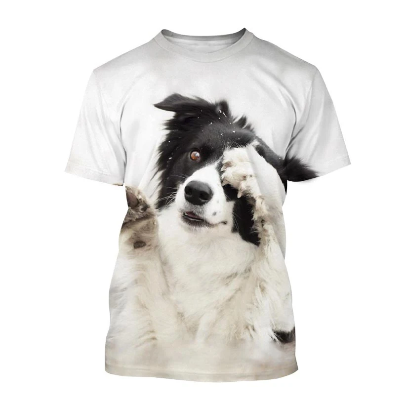 New Summer Men 3d T-shirt Border Collie 3D Printed T-shirt Fashion New Unisex Cute Dog Harajuku Short Sleeve Top