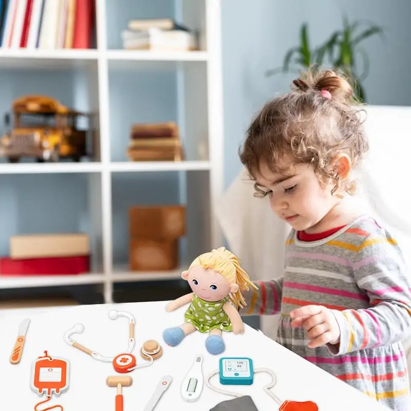 Criança Pré-Escolar Kit Médico De Madeira, Conjunto de Brinquedos Educativos Precoce, Montessori Role Play Brinquedos para Crianças, Aprendizagem Bem