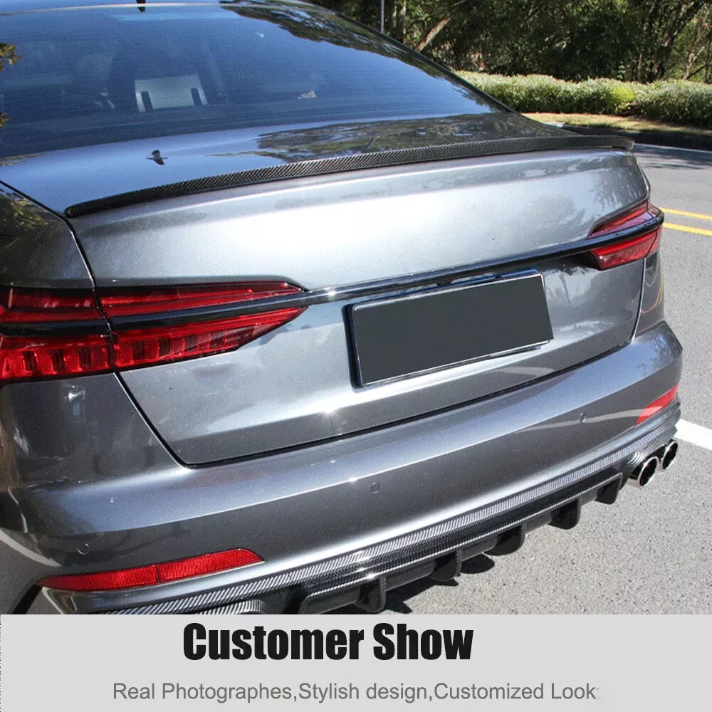 High Quality A6 S6 Car Carbon Fiber Rear Trunk Spoiler Wing For Audi A6 C8 S6 Sline Sedan 2019 2020 2021 2022 2023 2024 - view 5