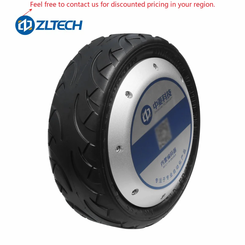 

ZLTECH 9.5inch 48V 300kg Load 800W 1024-wire Encoder Waterproof IP65 Gearless BLDC Wheel Hub Motor With Rubber Tire For Robot