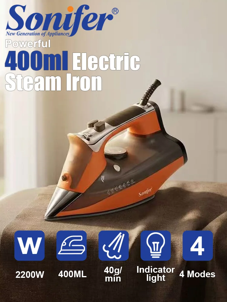 Steam Iron Sonifer SF-9088 2200W Adjustable Steam Anti Drip Anti Calc Self Cleaning Comfortable Grip Clothes Iron