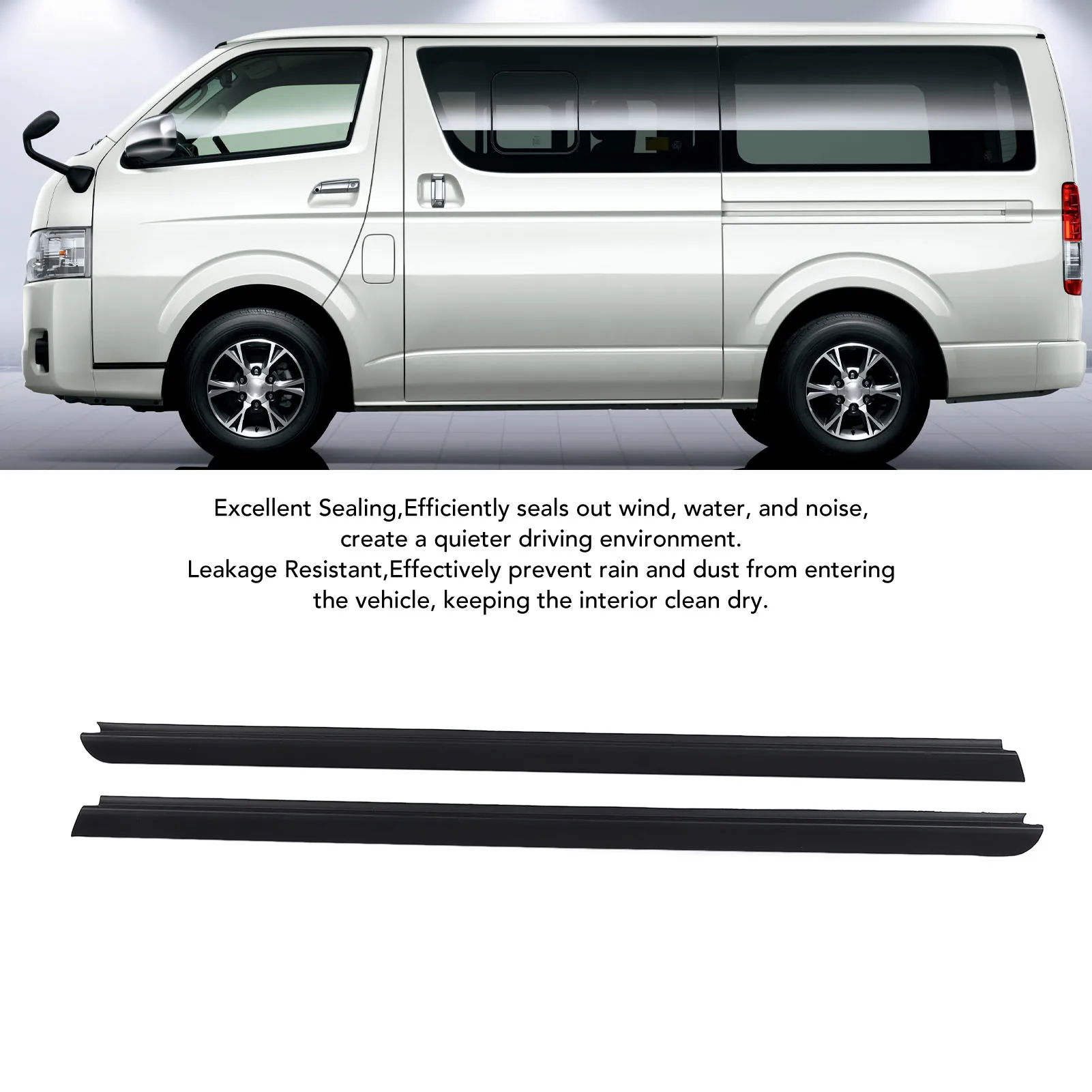 

68162-26040 1 Pair Door Weatherstrip Trim 68162-26040 Dust Proof Wind Resistant Anti Leakage for Hiace 2005 to 2018
