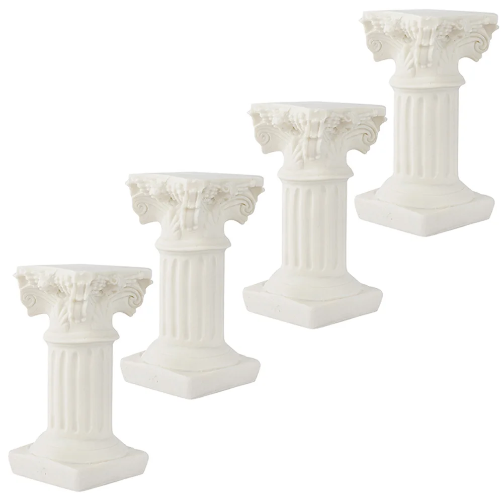 

4pcs Resin Roman Column Decor Mini House Accessories House Pillar Micro Landscape Model DIY Miniature Pillar Figurine
