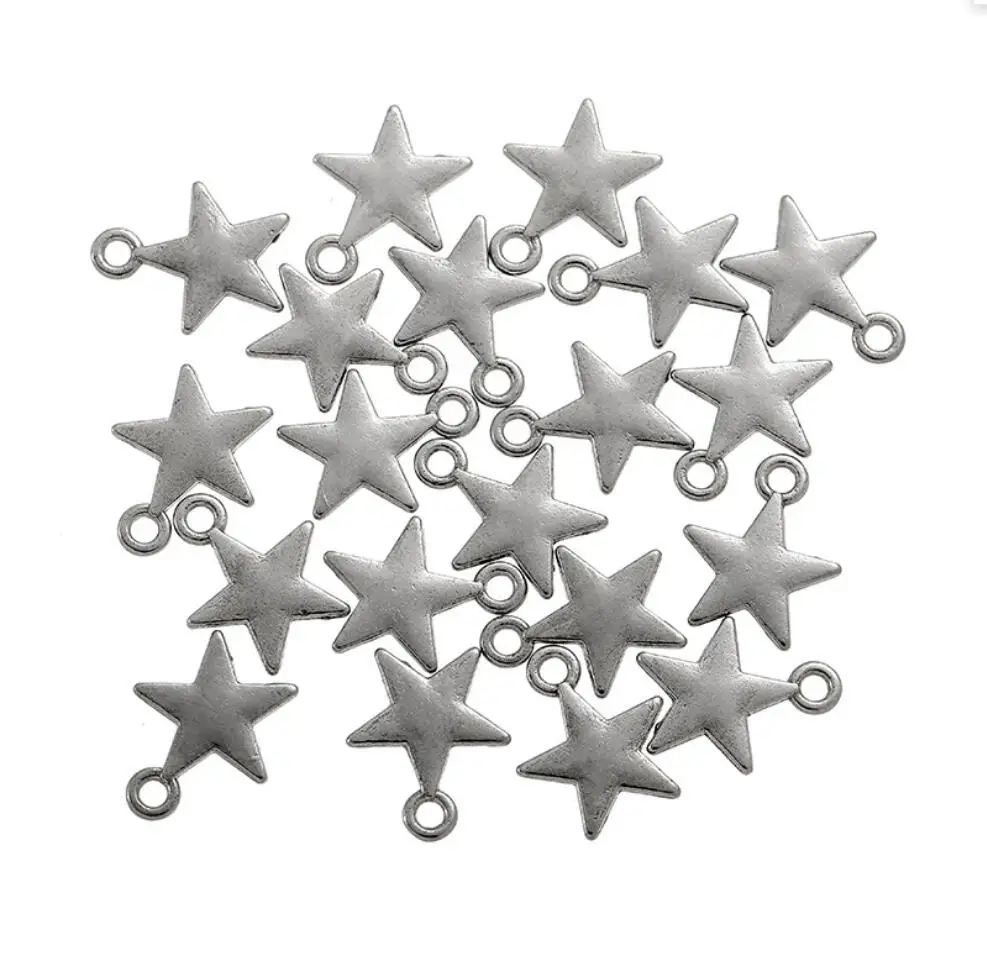 300pcs Charms 15*12mm Star Charms For Jewelry Making DIY Jewelry Findings Antique Silver Color Alloy Charms Pendant F0077