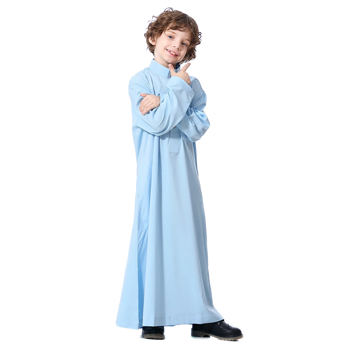 Ramadán niños abaya musulmán manga larga Color sólido árabe Dubai bata, estilo étnico Casual niños ropa de manga larga