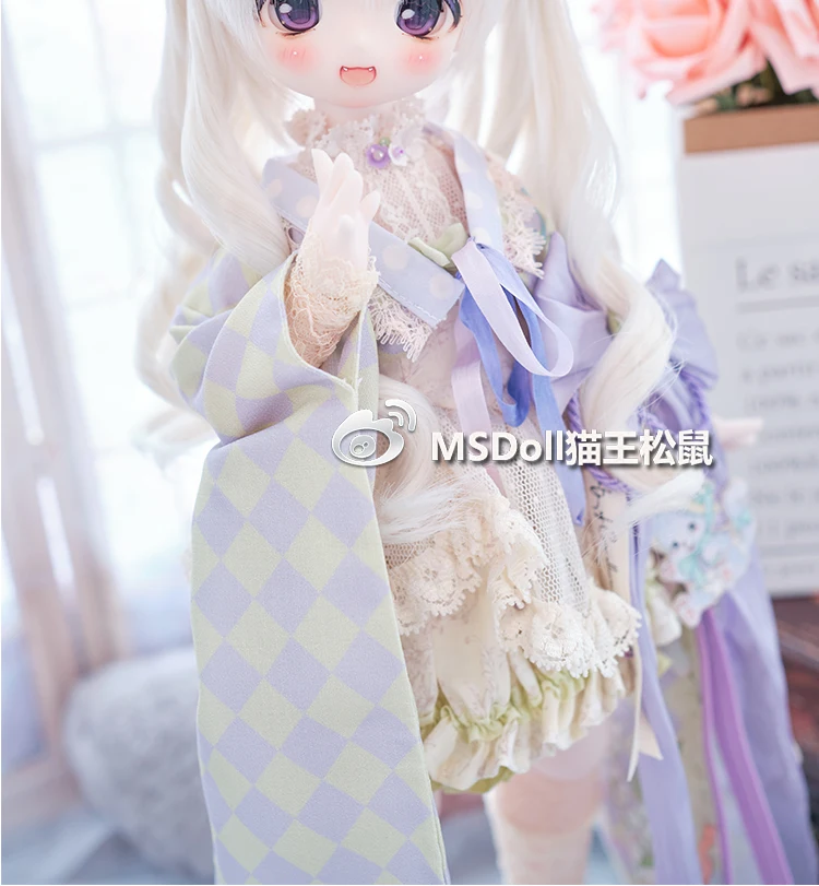 BJD Doll Wig 1/3 1/4 1/6 Handmade Bjd Doll Wig Curly Hair DIY Joints Doll Toy Fashion Fiber Double Tail Wig Dolls Accessories