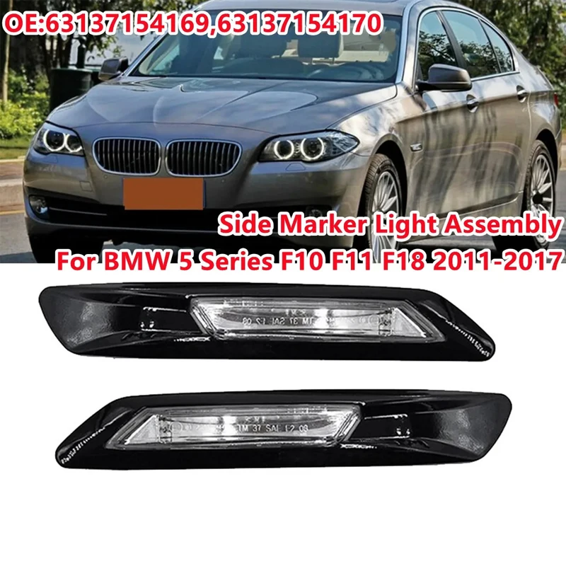 

Car Leaf Plate Side Marker Lights Turn Signals 63137154169 63137154170 For BMW 5 Series F10 F11 F18 2011-2017 Side Fender Light