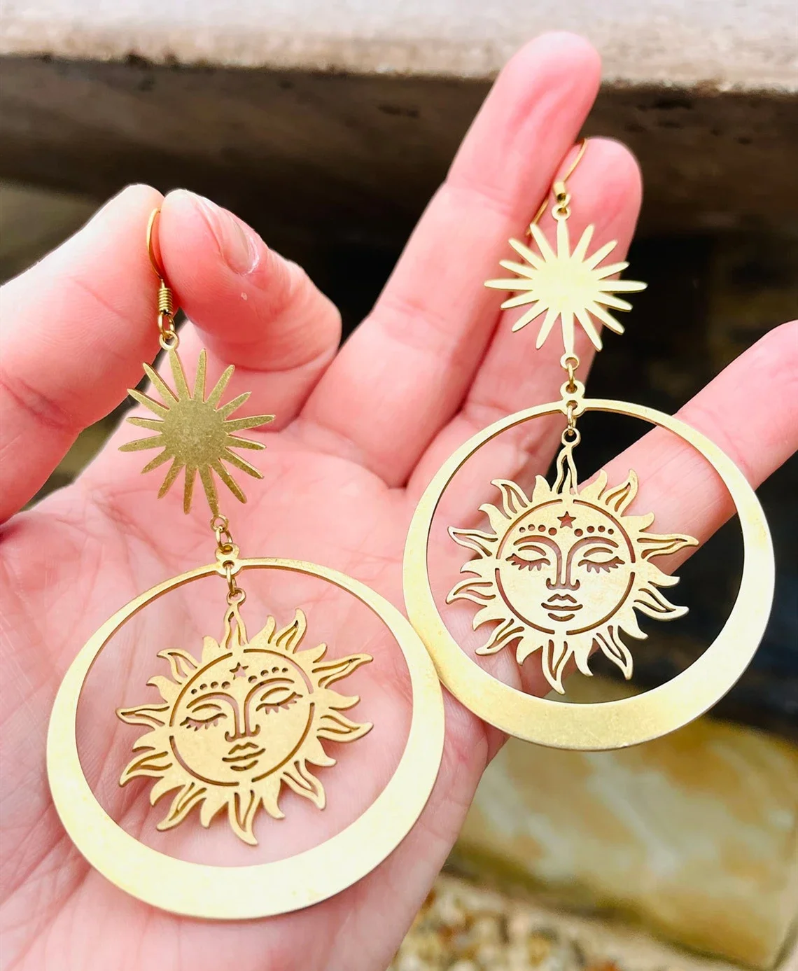 Fashionable Bohemian Sun Goddess Dangle Drop Earrings