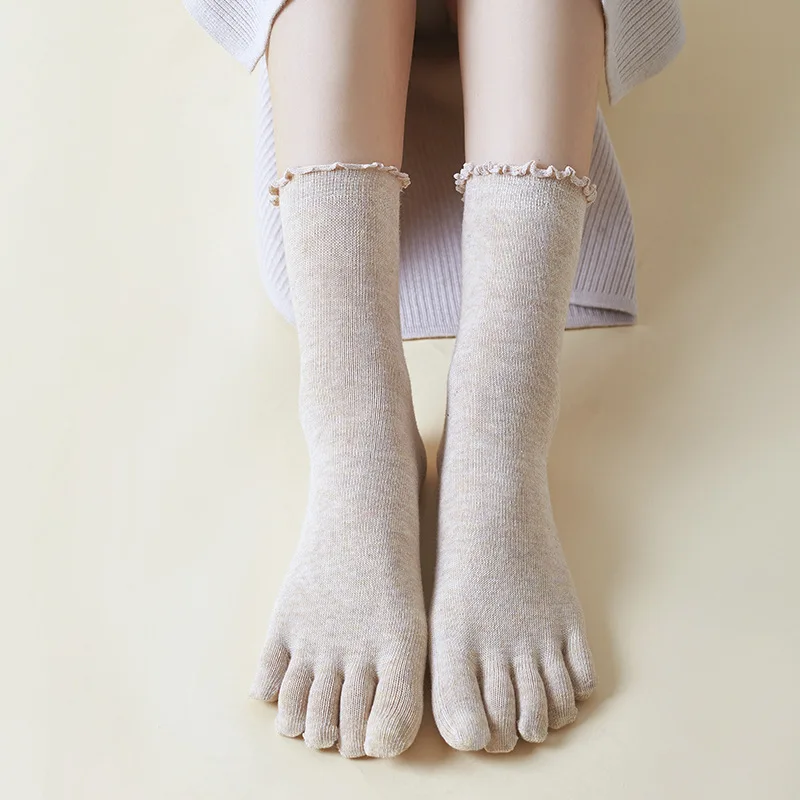 1/5 Pairs Cotton Women Five Finger Socks Edge Curl Fashions Colorful Loose Harajuku Short Socks With Toes Japan Split Toe Socks view 5