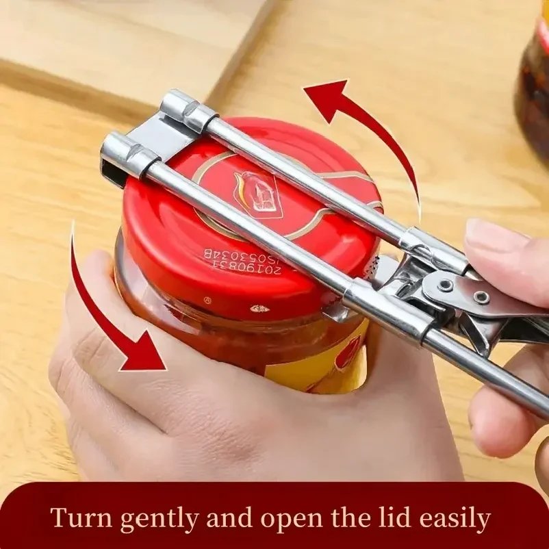 Adjustable Multi-Function Bottle Opener Stainless Steel Lids Off Jar Opener Labor-Saving Screw Can Opener For Kitchen Tools