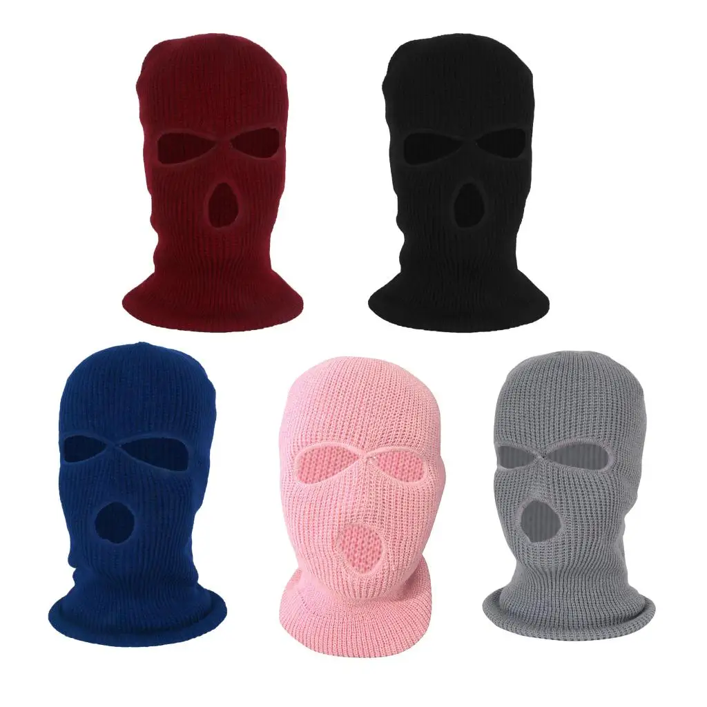 

Warm Knitted 3 Hole Face Mask Winter Balaclava Full Face Neck Cover Beanie for Men Women Sports
