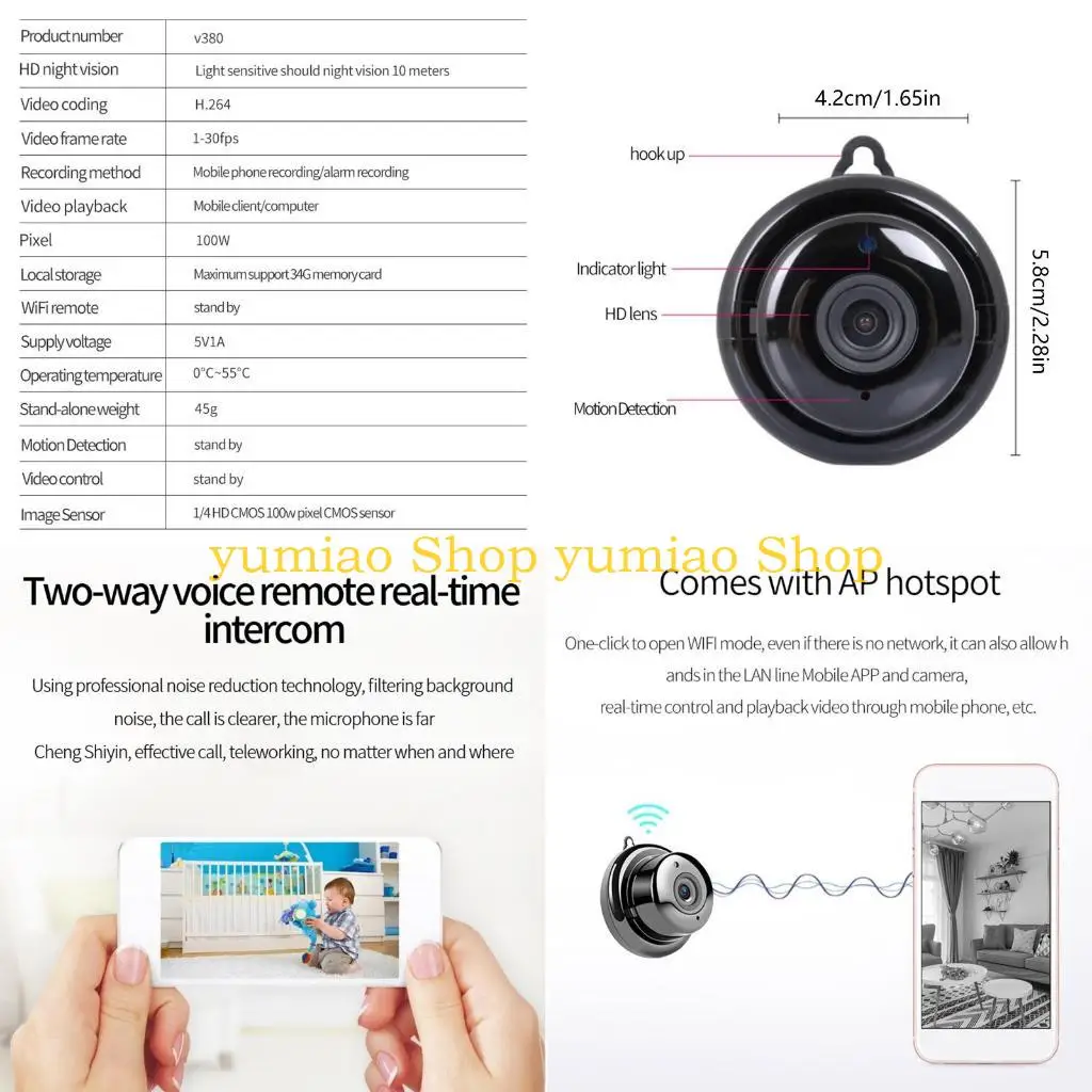 587B Mini Camera Wireless Small Camera Remote Viewing for Security with Phone APP