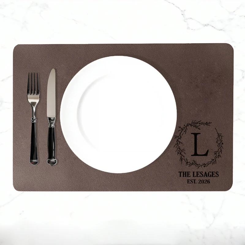 

Personalized Individual Table Mats Dining Table Placemats Laser Engraved Leather Placemats with Name Housewarming Gift