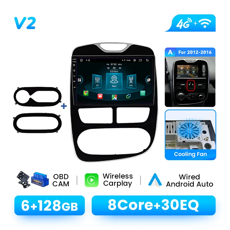 10,1-inch Android 14-autoradio voor Renault Clio 4 2012-2019 | Draadloze CarPlay GPS DSP AI Voice RDS Plug en Play Multimedia