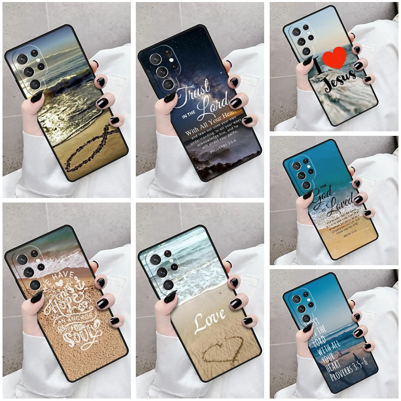 Phone Case For Samsung Galaxy S24 S23 S21fe S22 Ultra Plus Note 10 20 S8 S9 S10 Cover God-Heart-Beach