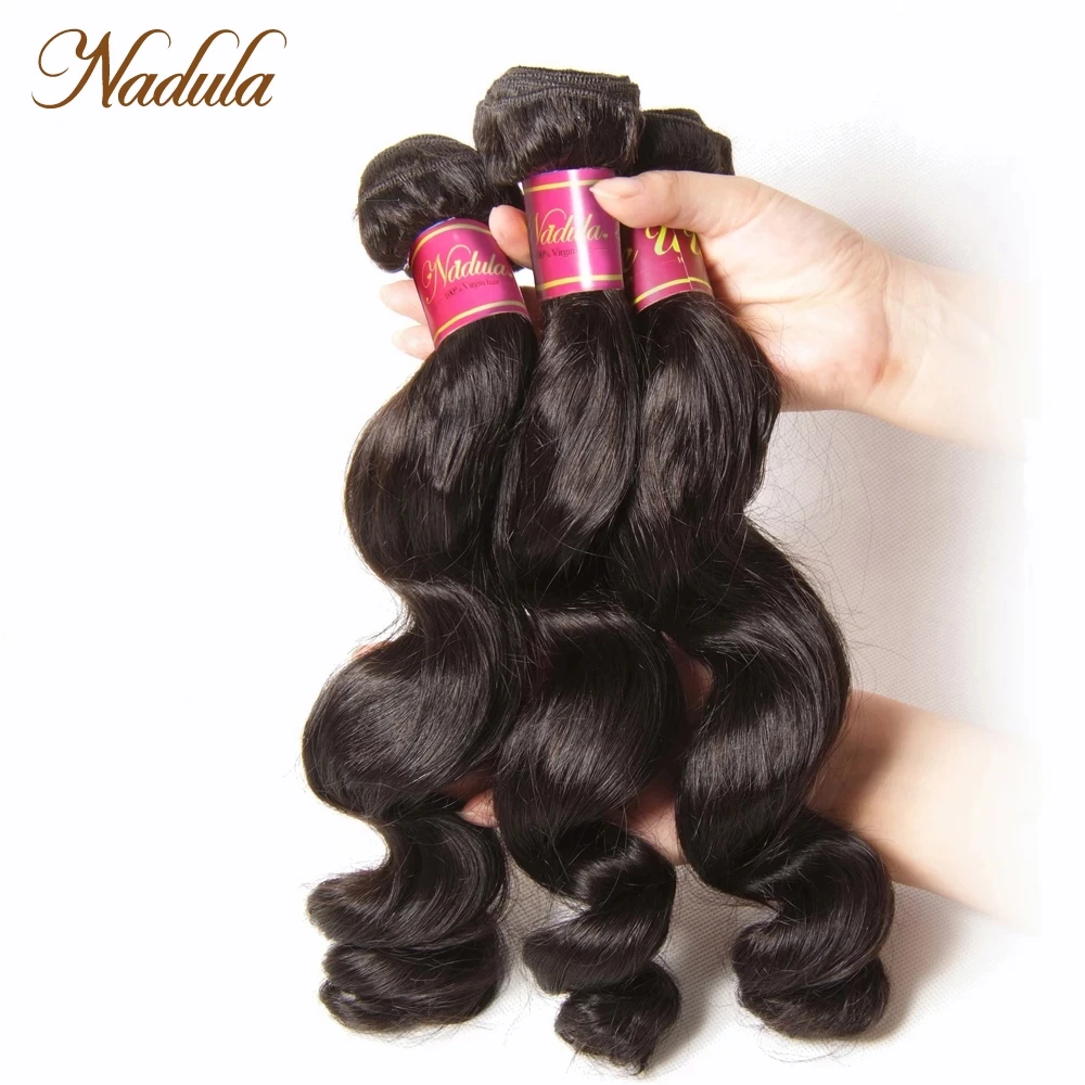 Nadula Haar 3 stuk/partij Braziliaanse Losse Golf Bundels 16-26 inch Haar Weave Bundels Natuurlijke Kleur Virgin Menselijk Haar bundels Verkoop