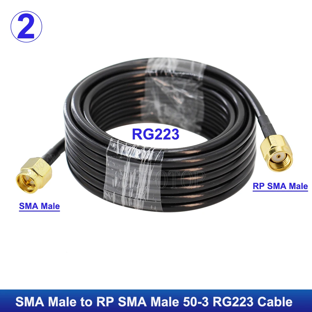 1Pcs RG223 케이블 SMA 남성-SMA 암 커넥터 50ohm 이중 차폐 RF 동축 케이블 WiFi 안테나 연장 코드 피그 테일