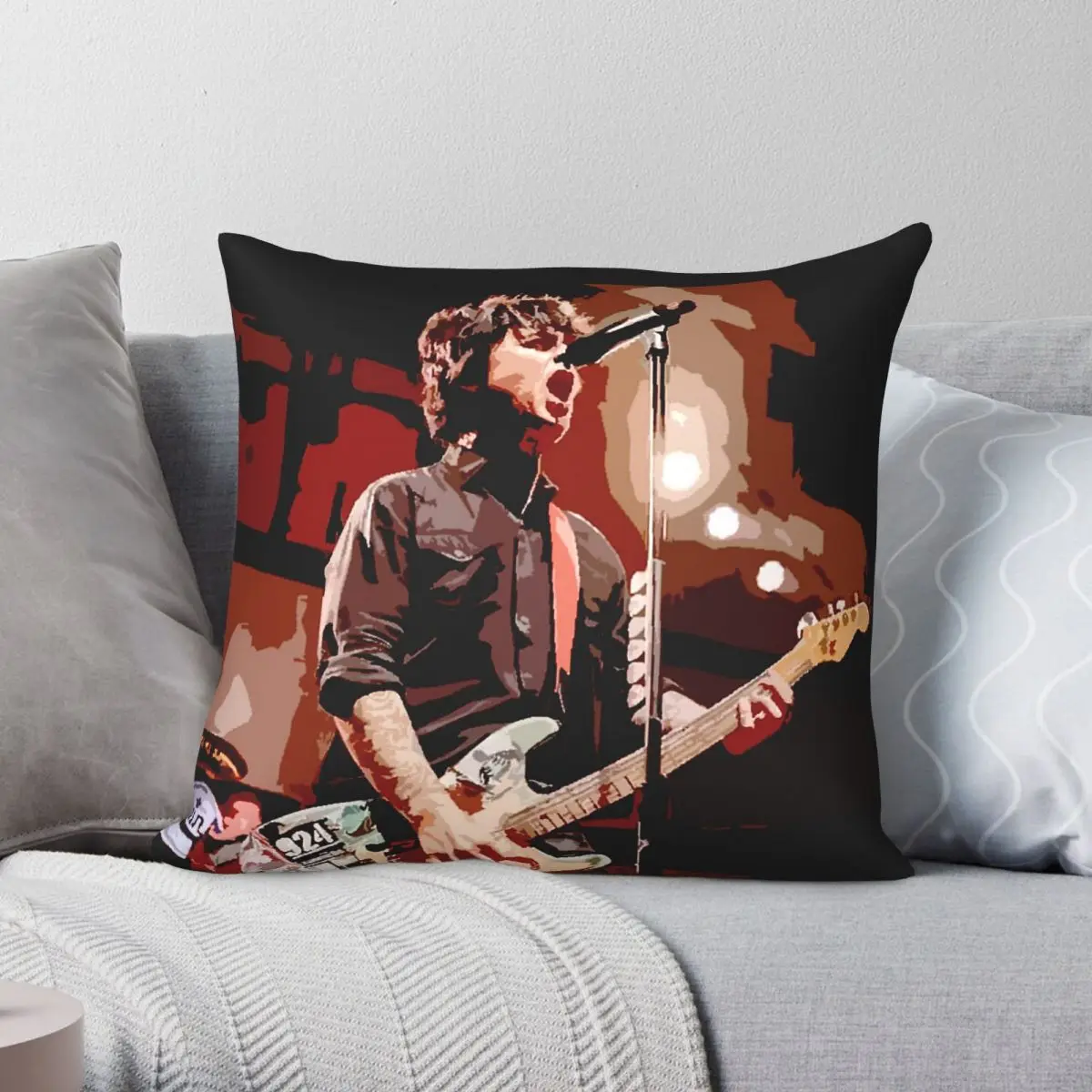Green Day Billie Joe Armstrong Square Pillowcase Polyester Linen Velvet Creative Zip Decor Bed Cushion Cover