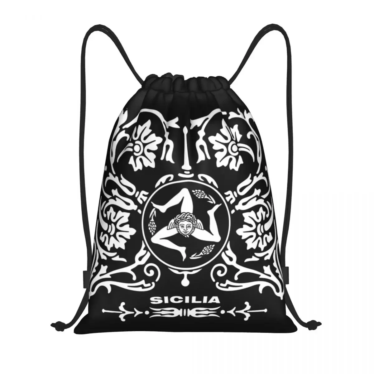 Custom Sicilia Sicily Love Trinacria Logo Drawstring Bags Training Yoga Backpacks Men Women Sicilian Pride Sports Gym Sackpack