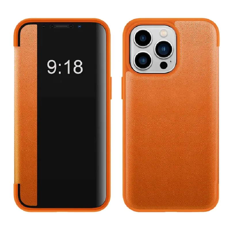 

Simplicity Plain Solid Color Flip Folio Leather Mobile Phone Case Cover For iPhone 14 13 12 11 Pro Max Orbit Flex Protect Cover