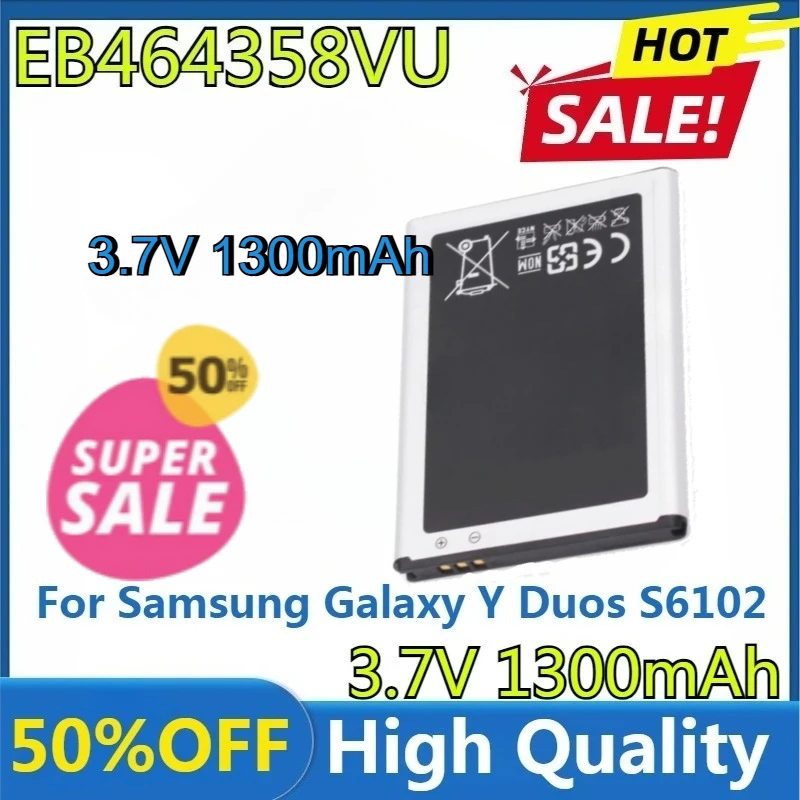 

For Samsung Galaxy Y Duos S6102 Mini 2 Battery S5830 S6500 S6802 Galaxy Ace Plus S7500 S7508 New EB464358VU 3200mAh Battery
