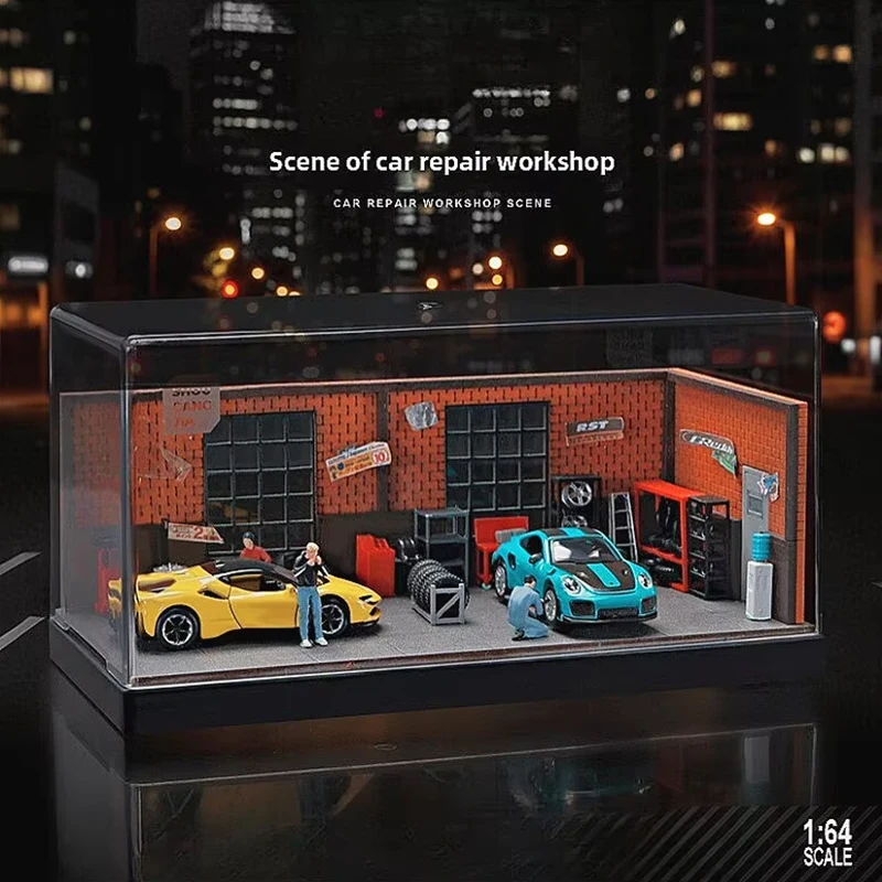 

Diorama 1:64 Garage Model Workshop Model Display Case for Hot Wheels Car Scene Model Display no Led light