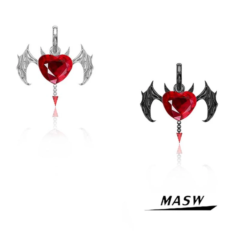 

MASW Original Design Hiphop Cool Hot Girl Style Red Crystal Black Evil Earrings For Women Party Gift Modern Jewelry Accessories