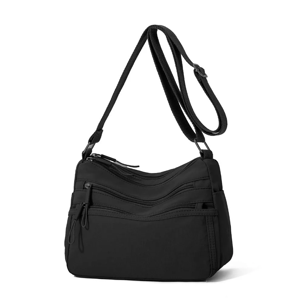 Square Shape Crossbody Bag Zipper Closure Large Capacity Middle-aged Mother's Bag Nylon Multi-layer Messenger Bag's Daily Use