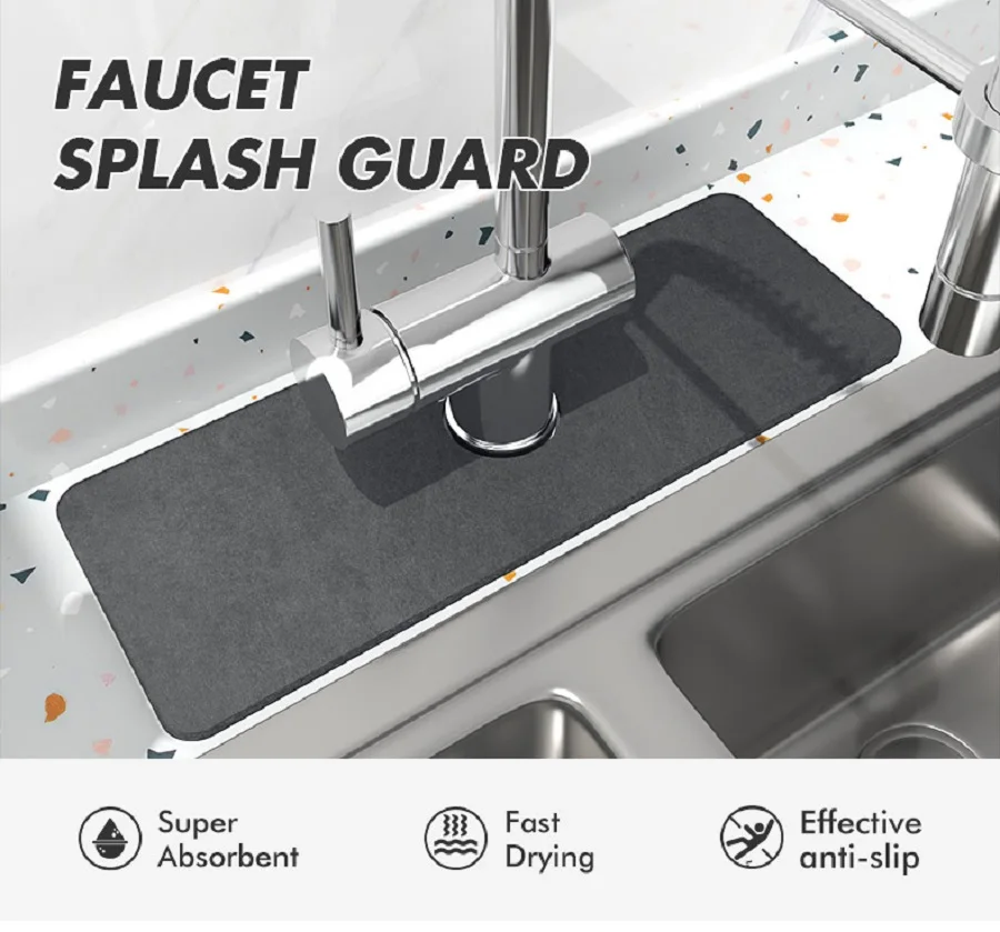 

Absorbent Pad Classic Sink Faucet Drain Pad Non-slip Anti-mildew Mat Non-slip Anti-mildew Mat for Kitchen Countertop Dining