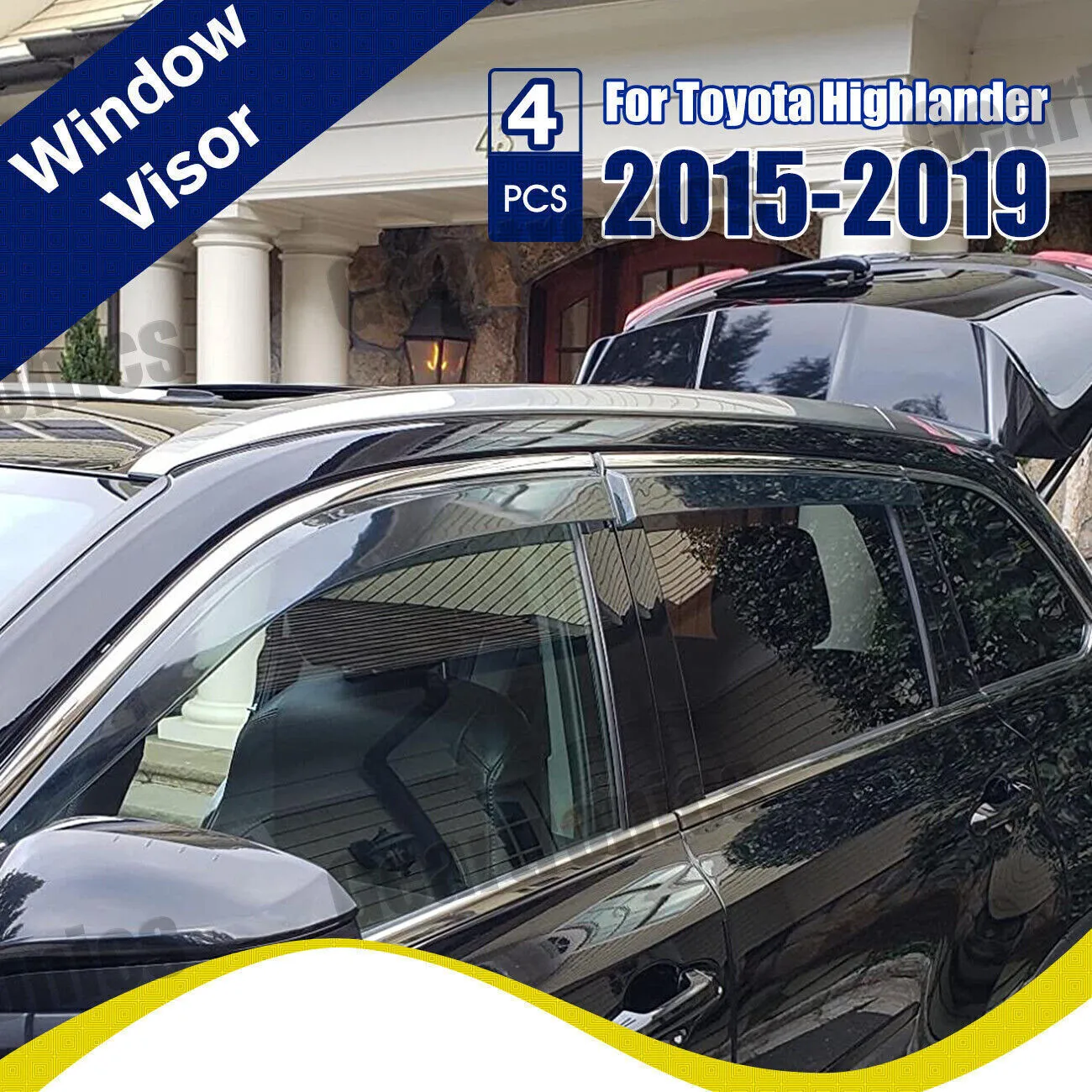 

Для Toyota Highlander 2014-2019: Дымчатые дефлекторы окон (ветровики) от дождя