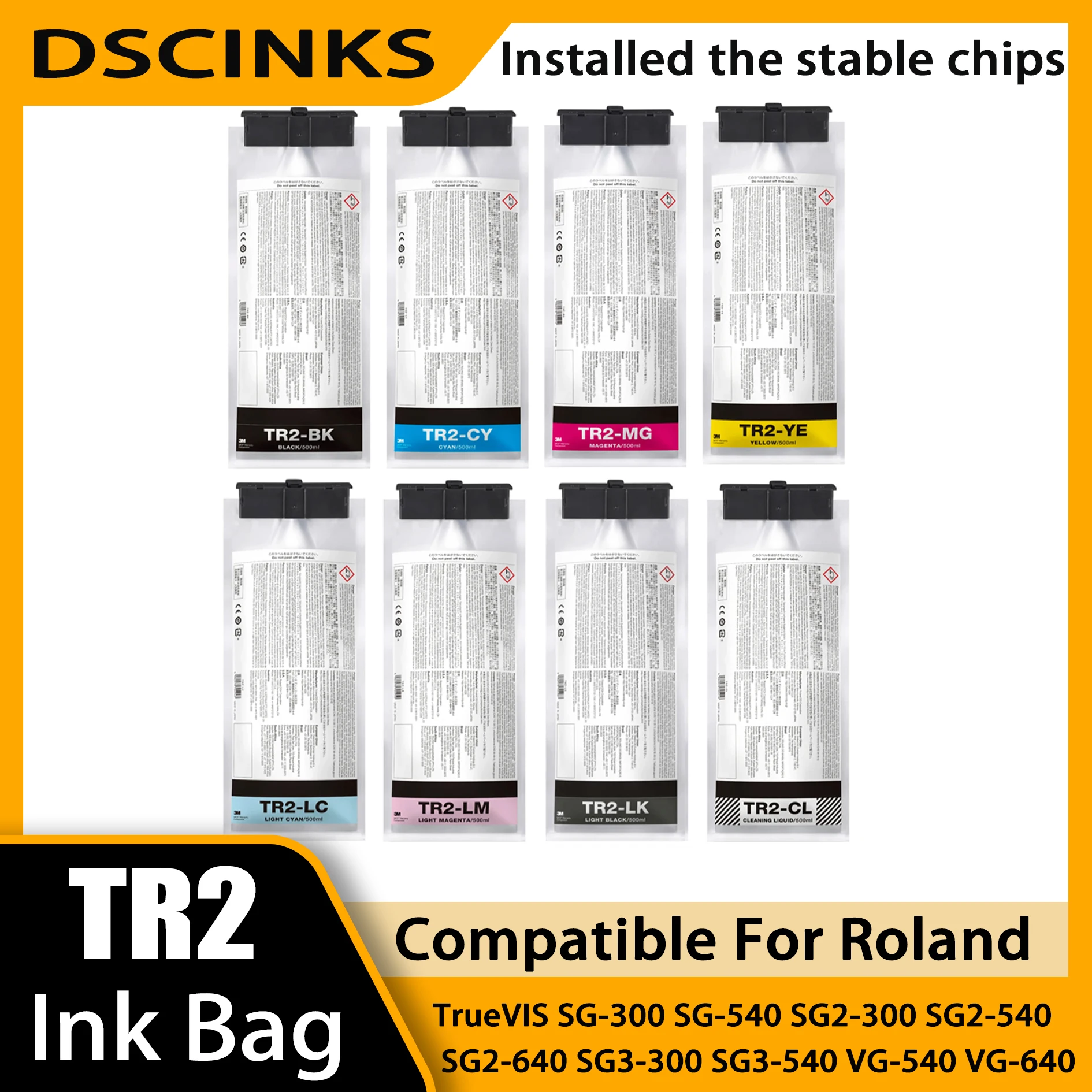 

TR2 500ml Ink Cartridg With Chip For Roland TrueVIS VG2-540 VG2-640 VF2-640 SG3-540 VG3-540 SG2-300 Printer With Eco-solvent Ink