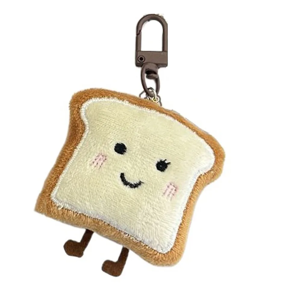 Toast Bread Plush Bread Keychain Soft Decoration Keychain Bread Keyring Bear Cartoon Cute Key Chain Car Key Chain