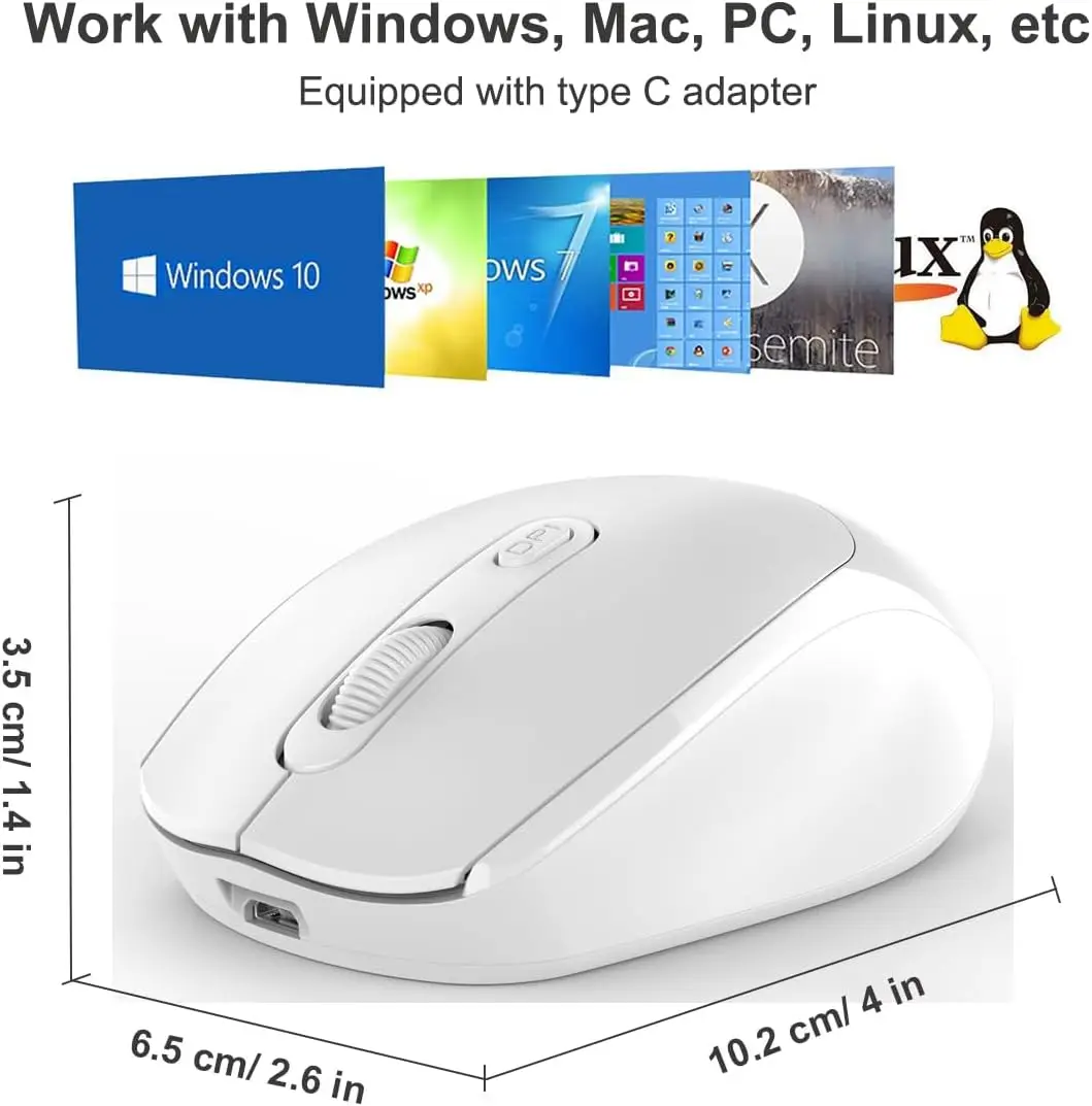 Wireless Mouse 2.4G Bluetooth Ergonomic Optical PC Laptop Cordless Mice for Windows Computer Office image 6
