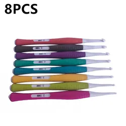 8Pcs Crochet Hooks With Soft Anti-Slip Handle Plastic Handle Knitting Needles Sweater Weaving Sewing Crochet Needle