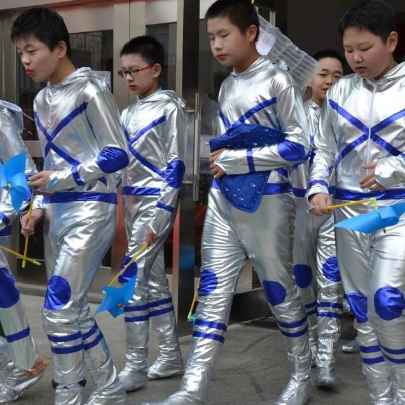 Kid Party Cosplay Robot Costume Astronaut Performance Space Stage Dance Wear Children Clothing Jumpsuit Skirt Clothes Boy Girl