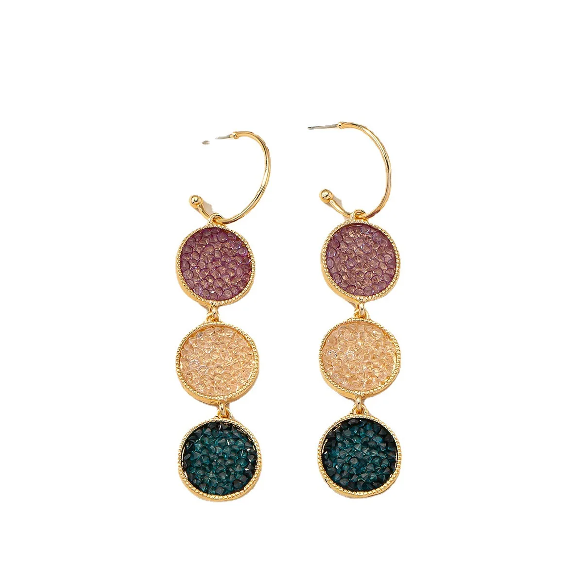 Pendientes de acrílico Faionable para mujer, mosaico creativo, joyería redonda multicolor, accesorios Faion