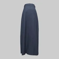 2025 New Fashion Imitation Denim H-Line High Waist Skirts Spring Summer Loose Solid Color Pockets Maxi Skirt For Women - Image 4