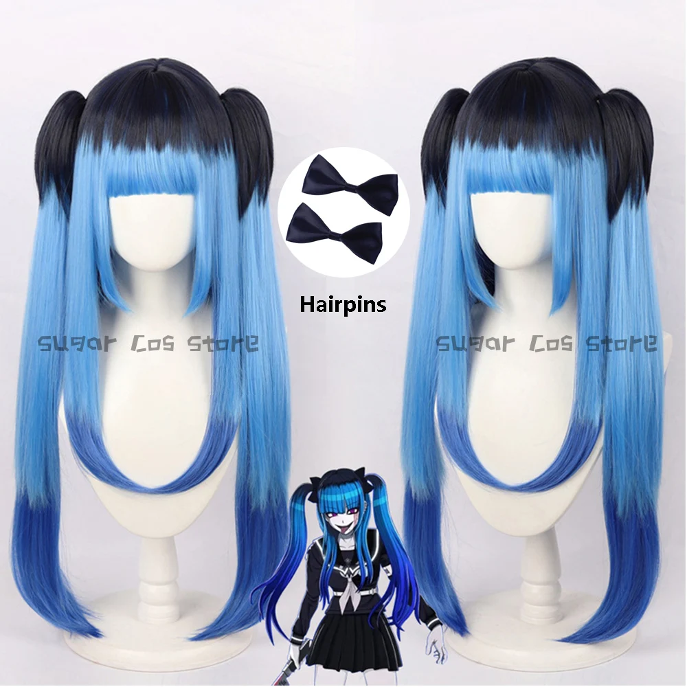 

The Hundred Line Darumi Amemiya Cosplay Wig Blue Black Long Hair Last Defense Academy Festival For Women Girls Halloween Party