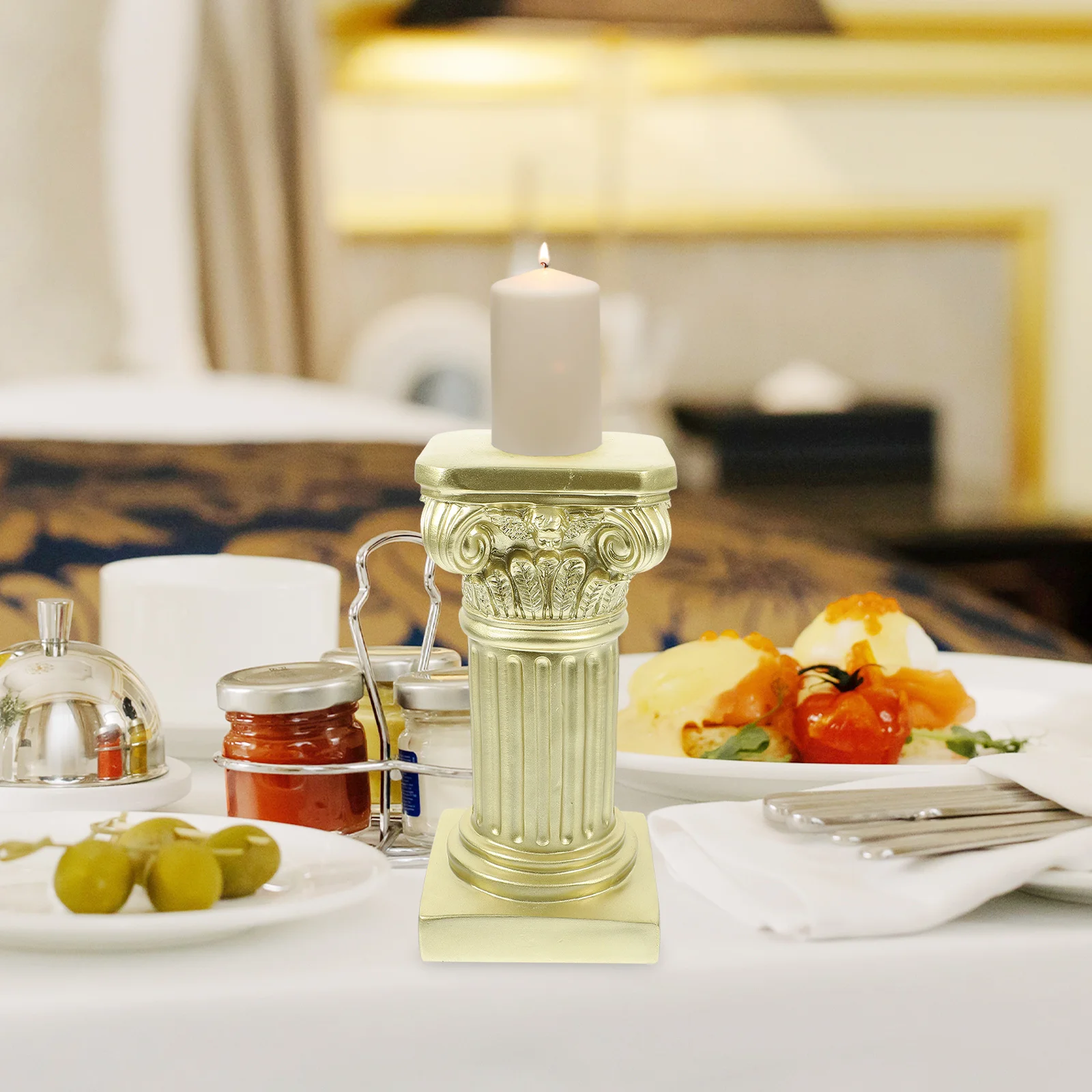 

1Pcs Roman Pillar Candleholder Nordic Style Resin Marble Pillar Candlestick Home Candlelight Dinner Decor Cozy Atmosphere
