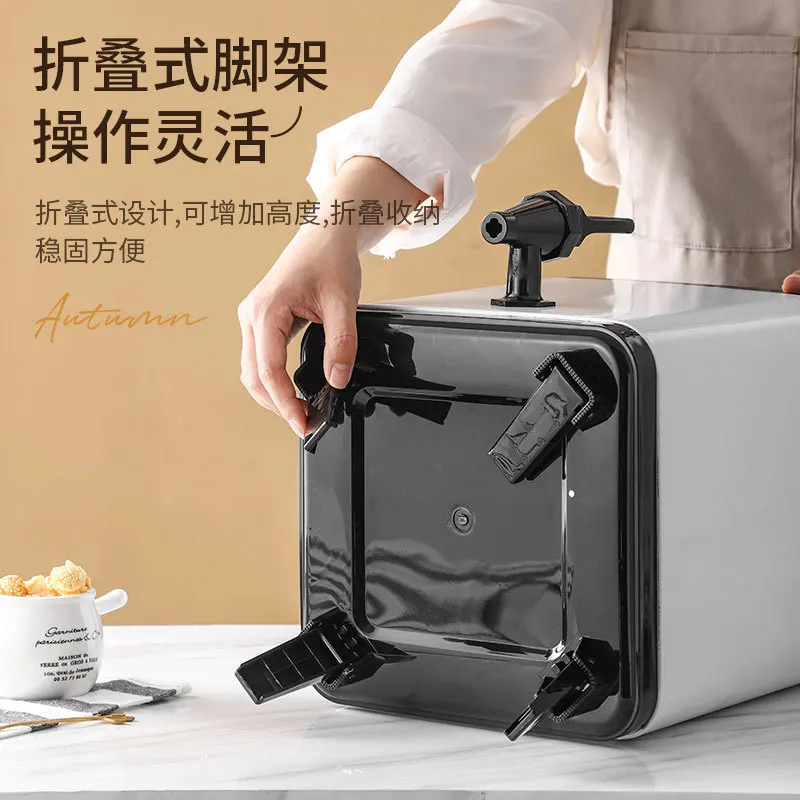 Stainless Steel Milk Tea Bucket Square Commercial with Thermometer Insulation Lock Cold Milk Tea Bucket