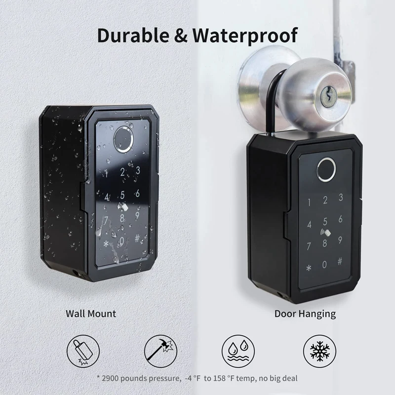 Smart Key Lock Box Wifi Fechadura Eletronica Waterproof Wall Mount Fingerprint Door Lock Security Lockbox