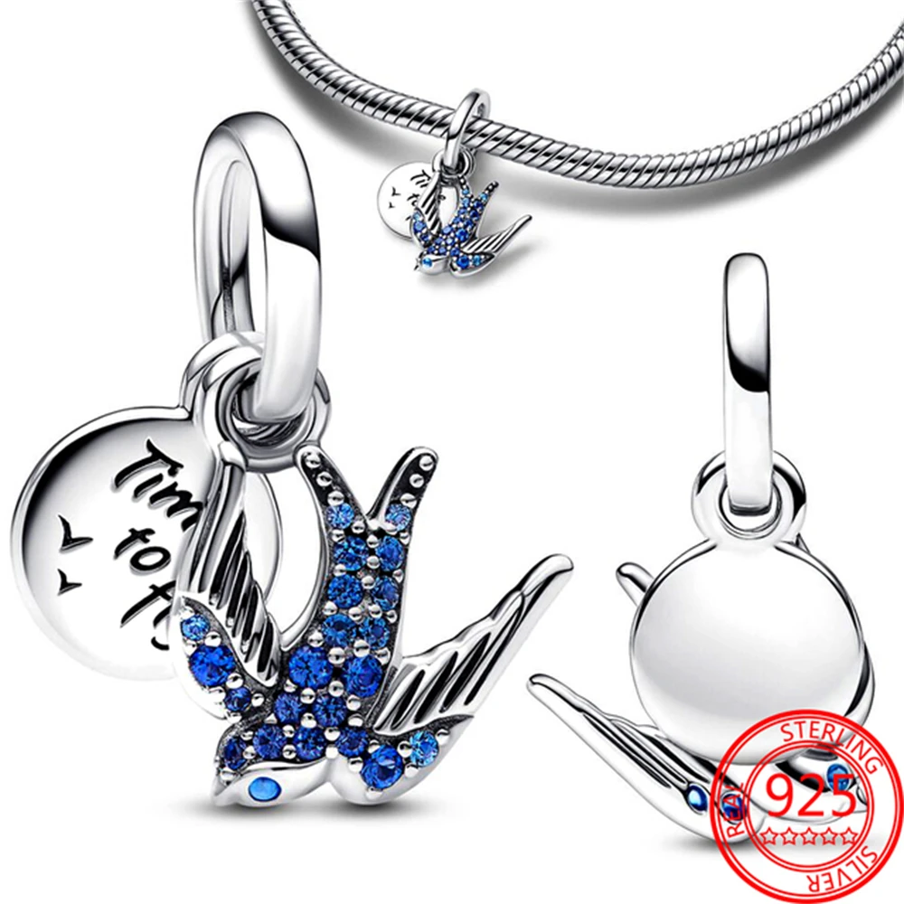 New 925 Sterling Silvering Butterfly Flower Bell Charm of ley 925 Chain Beaded Fit Original Pandora Bracelet DIY Ladies Jewelry